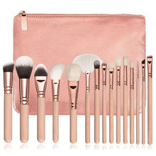 Load image into Gallery viewer, 15pcs Pink Makeup Brushes Set Pincel Maquiagem Powder Eye Kabuki Brush Complete Kit Cosmetics Beauty Tools with Leather Case