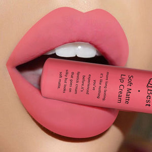 Qibest Brand Lips Beauty Makup Pigment Waterproof Lipgloss Long Lasting Black Velvet Matte Nude Lipstick Red Lip Gloss Lot