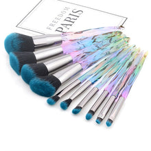 Load image into Gallery viewer, FLD 10Pcs Professional Makeup Brush Set Cosmetic Blush Powder Foundation Brush Eye Shadow Lip Eyebrow Diamond Makeup Brushes Kit