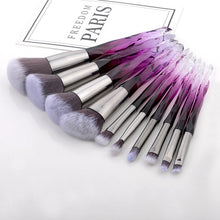 Load image into Gallery viewer, FLD 10Pcs Professional Makeup Brush Set Cosmetic Blush Powder Foundation Brush Eye Shadow Lip Eyebrow Diamond Makeup Brushes Kit