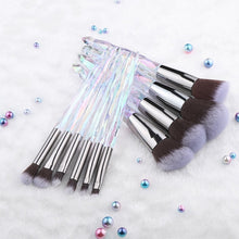 Load image into Gallery viewer, FLD 10Pcs Professional Makeup Brush Set Cosmetic Blush Powder Foundation Brush Eye Shadow Lip Eyebrow Diamond Makeup Brushes Kit