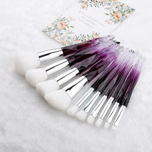 Load image into Gallery viewer, FLD 10Pcs Professional Makeup Brush Set Cosmetic Blush Powder Foundation Brush Eye Shadow Lip Eyebrow Diamond Makeup Brushes Kit