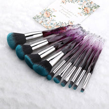 Load image into Gallery viewer, FLD 10Pcs Professional Makeup Brush Set Cosmetic Blush Powder Foundation Brush Eye Shadow Lip Eyebrow Diamond Makeup Brushes Kit