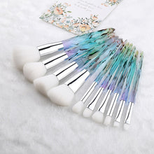 Load image into Gallery viewer, FLD 10Pcs Professional Makeup Brush Set Cosmetic Blush Powder Foundation Brush Eye Shadow Lip Eyebrow Diamond Makeup Brushes Kit