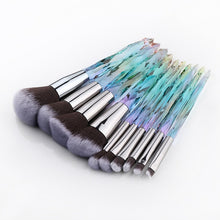 Load image into Gallery viewer, FLD 10Pcs Professional Makeup Brush Set Cosmetic Blush Powder Foundation Brush Eye Shadow Lip Eyebrow Diamond Makeup Brushes Kit