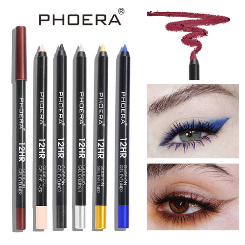 PHOERA New Color Eyeliner Lasting Waterproof Smoke Eyes Makeup Matte Natural Black Eye Liner Gel Pen delineador de ojos TSLM1