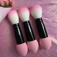 Load image into Gallery viewer, 1pc Professional blusher brush Nylon Make up Brushes Two Head Metal Cosmetic Tools with Sponge